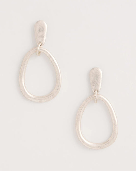 Chico's Silvertone Open Circle Drop Earrings Silver