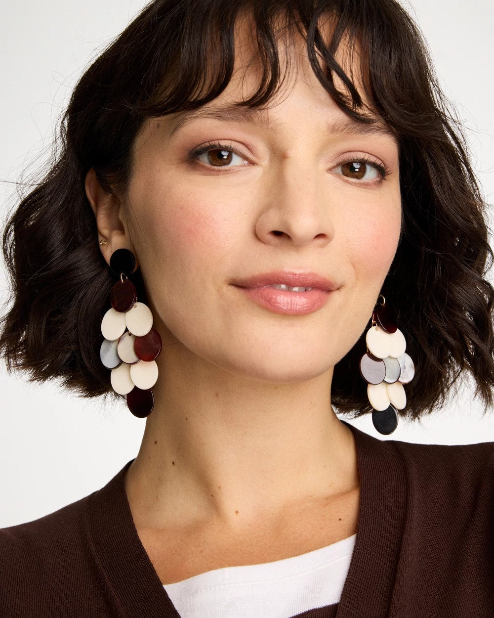 Chico's Neutral Resin Chandelier Earrings Neutral