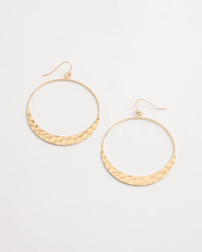 Chico's Hammered Hoop Earrings Gold
