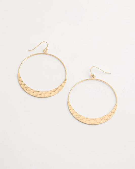 Chico's Hammered Hoop Earrings Gold