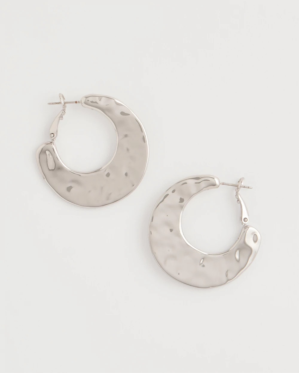 Chico's Hammered Hoop Earrings Silver