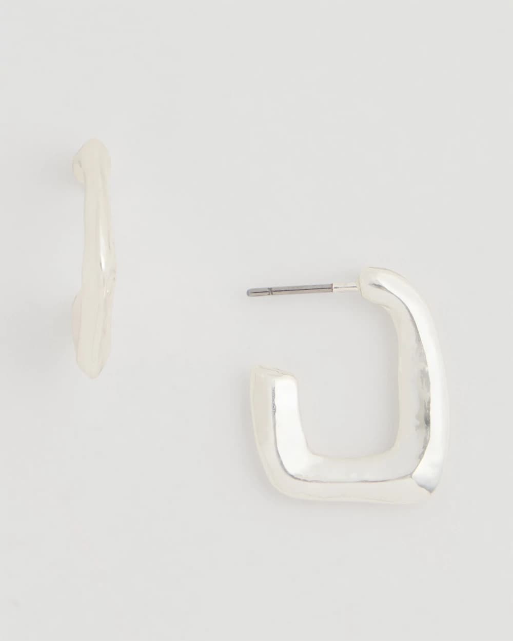 Chico's Mini Silvertone Square Earrings Silver