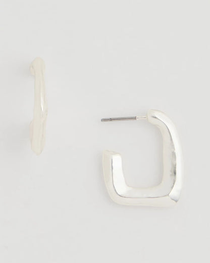 Chico's Mini Silvertone Square Earrings Silver