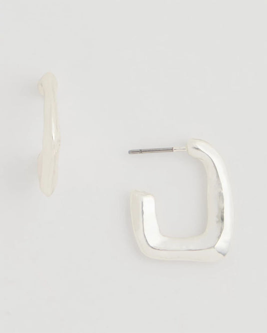 Chico's Mini Silvertone Square Earrings Silver
