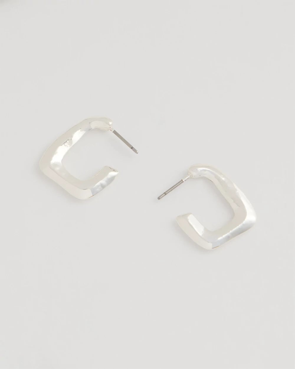 Chico's Mini Silvertone Square Earrings Silver
