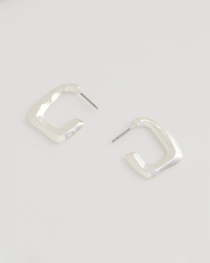 Chico's Mini Silvertone Square Earrings Silver