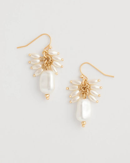 Chico's Pearl Cluster Drop Earrings Pearl
