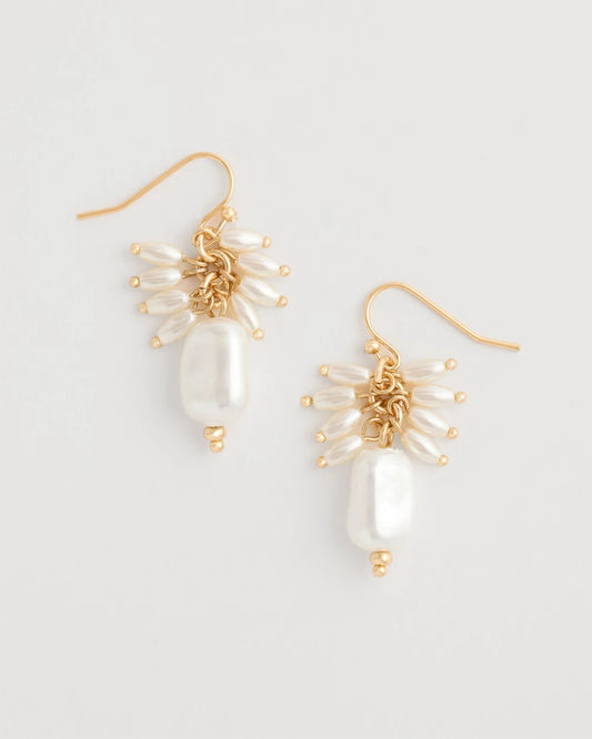 Chico's Pearl Cluster Drop Earrings Pearl