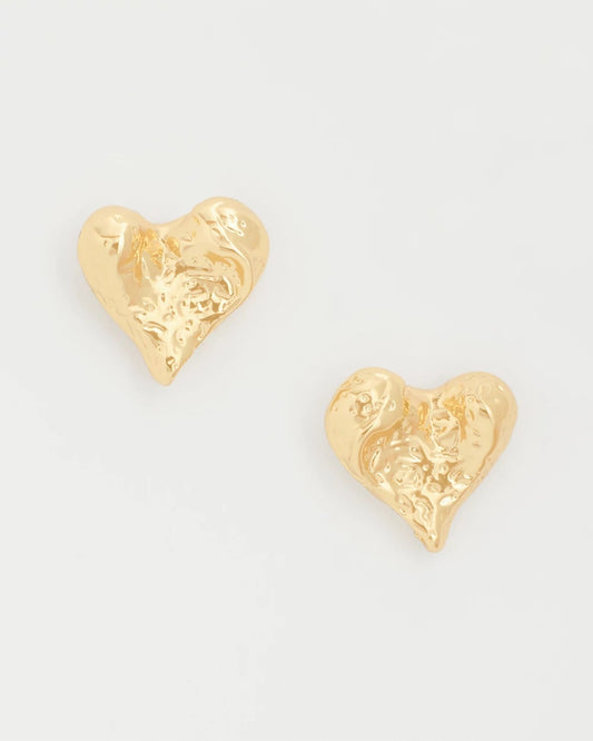 Chico's Golden Heart Stud Earrings Gold