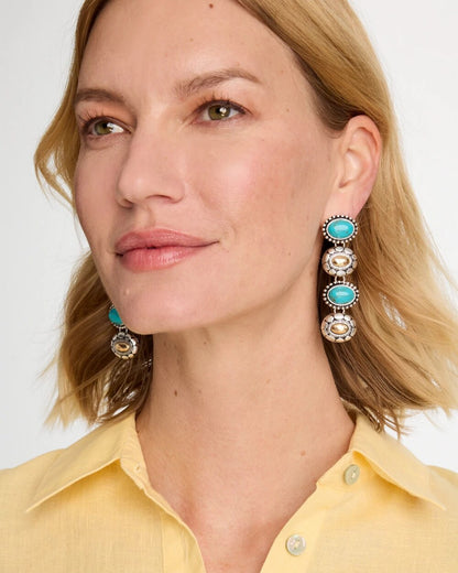 Chico's Turquoise Mixed Metal Linear Earrings Turquoise