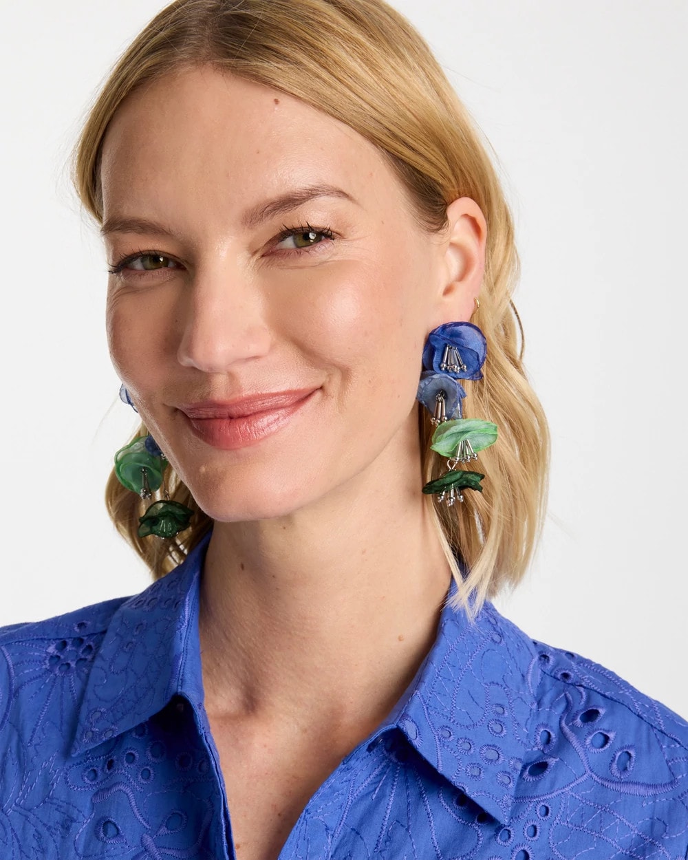 Chico's Multi Floral Linear Earrings Multi