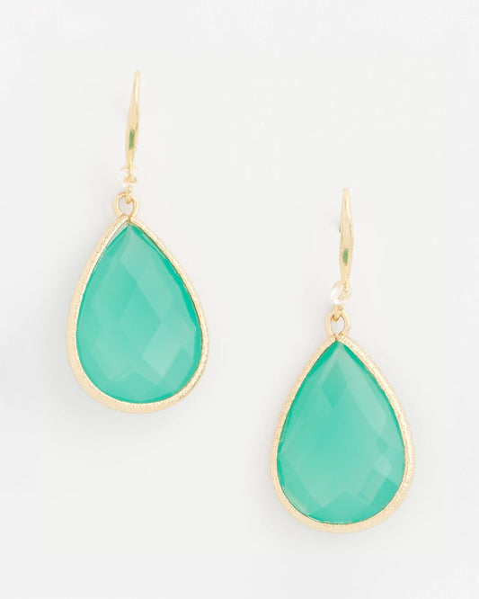 Chico's Green Teardrop Fishwire Earrings Green