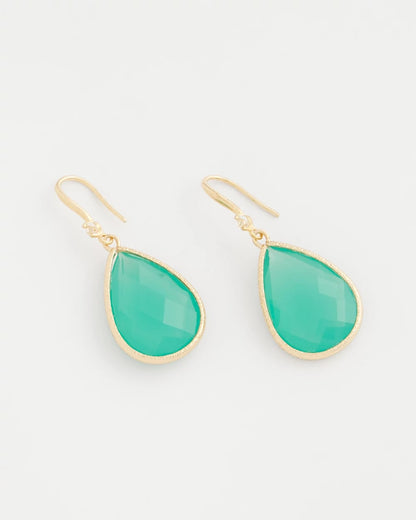 Chico's Green Teardrop Fishwire Earrings Green