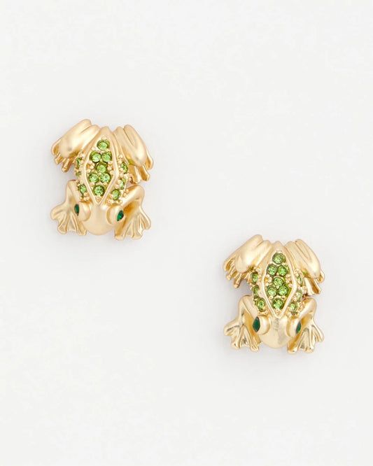 Chico's Frog Stud Earrings Gold