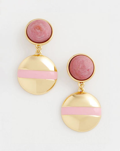 Chico's Pink Enamel Sphere Drop Earrings Pink