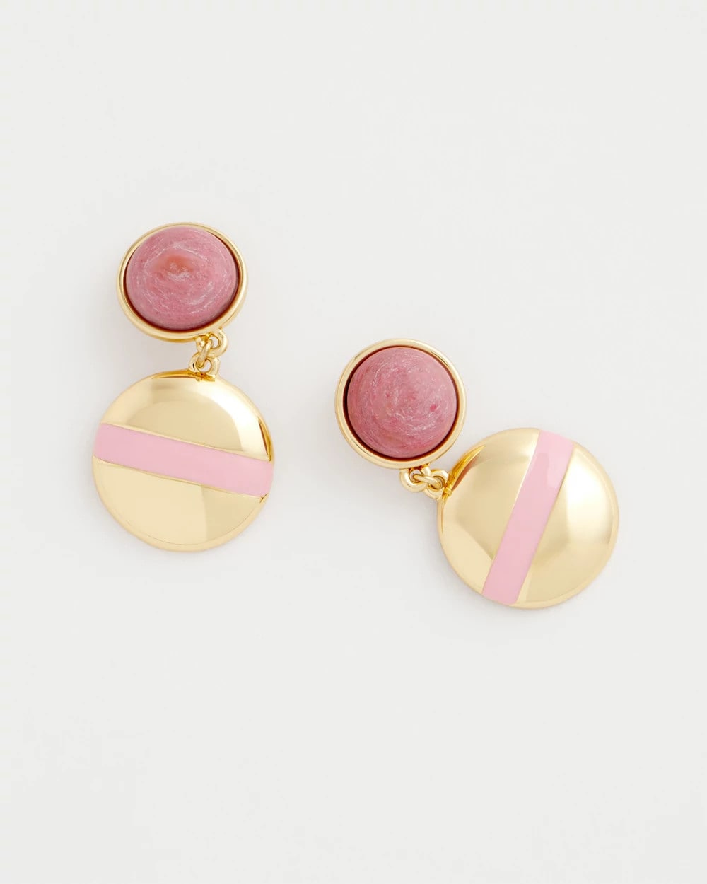 Chico's Pink Enamel Sphere Drop Earrings Pink