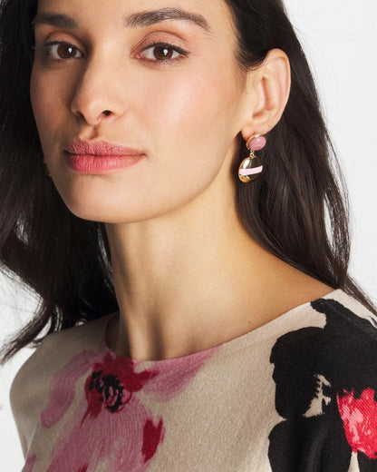 Chico's Pink Enamel Sphere Drop Earrings Pink