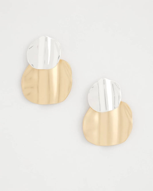 Chico's Crinkle Mixed Metal Earrings Mixed Metals