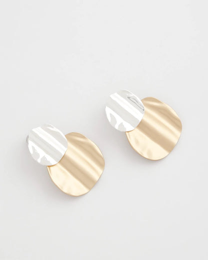 Chico's Crinkle Mixed Metal Earrings Mixed Metals