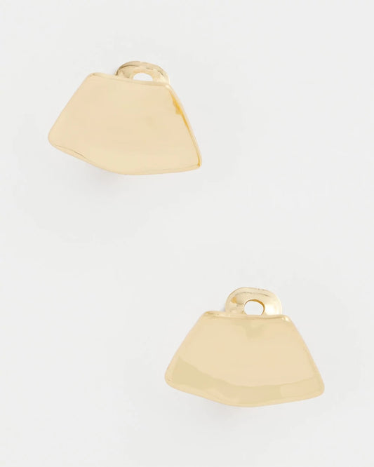 Chico's Gold Fan Clip On Earrings Gold