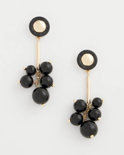 Chico's Linear Black Bead Cluster Earrings Black