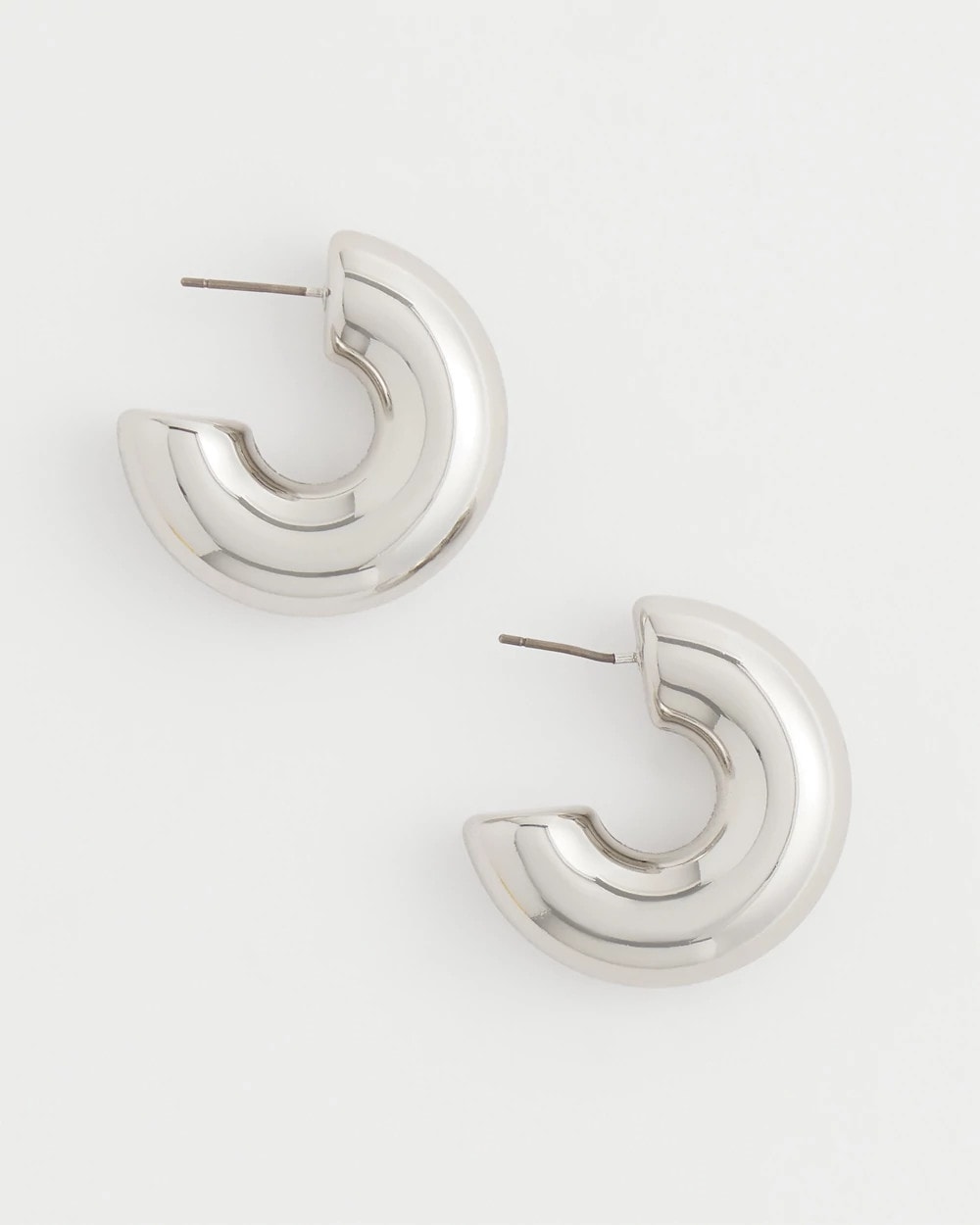 Chico's Silver Puff Hoop Earrings Silver