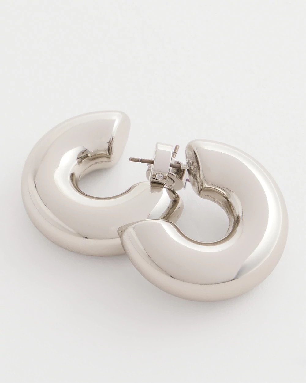 Chico's Silver Puff Hoop Earrings Silver