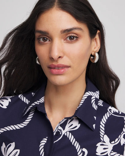 Chico's Silver Puff Hoop Earrings Silver