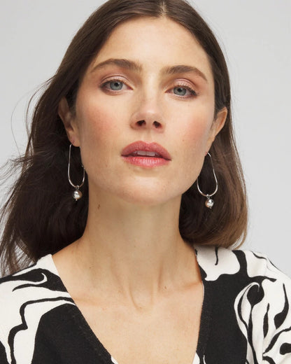 Chico's Silver Bead Threader Earrings Silver