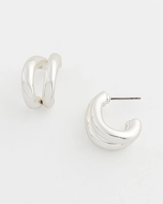Chico's Silver Double Mini Hoop Earrings Silver