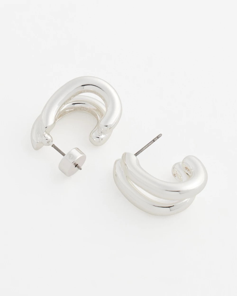 Chico's Silver Double Mini Hoop Earrings Silver