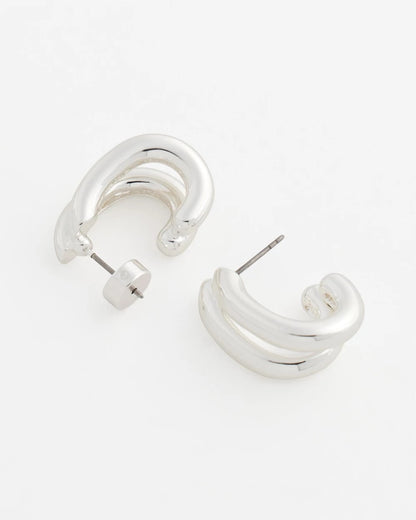 Chico's Silver Double Mini Hoop Earrings Silver
