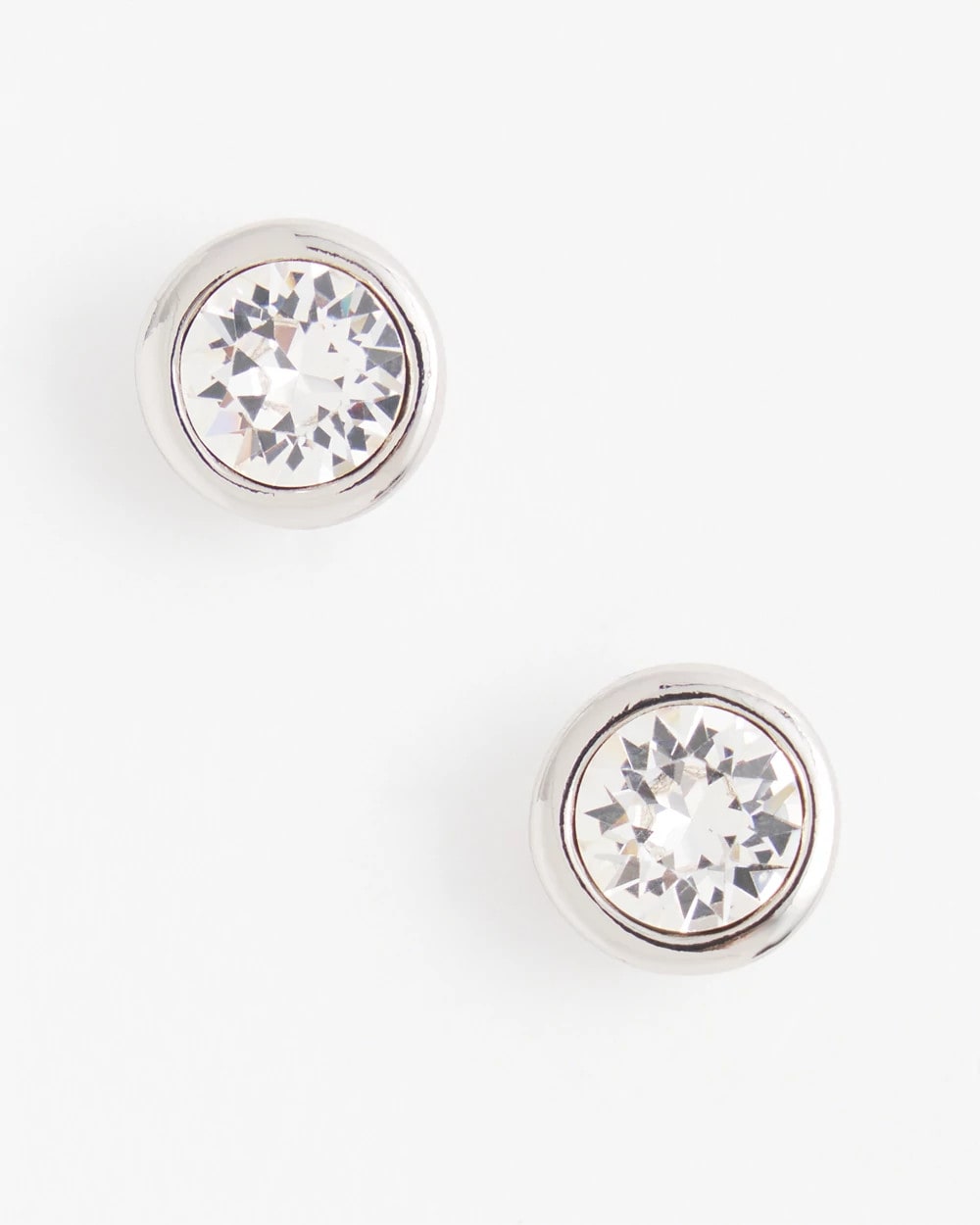 Chico's Silver Tone Crystal Stud Earrings Silver