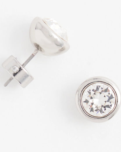 Chico's Silver Tone Crystal Stud Earrings Silver