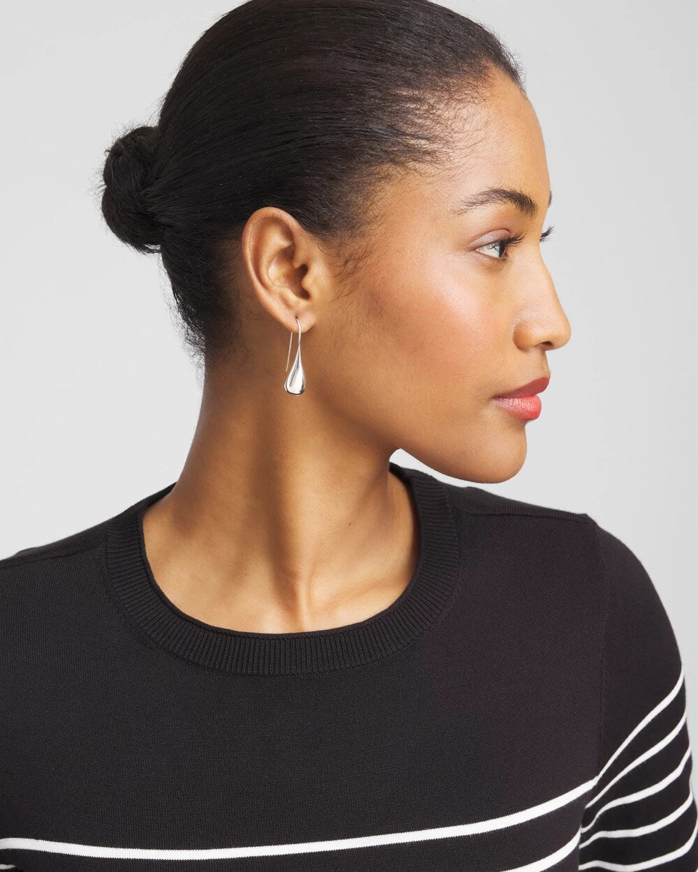 Chico's No Droop™ Silver Tone Teardrop Threader Earrings Silver