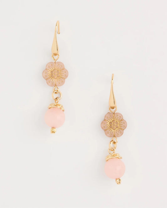 Chico's Flower Beaded Drop Earrings Orchid