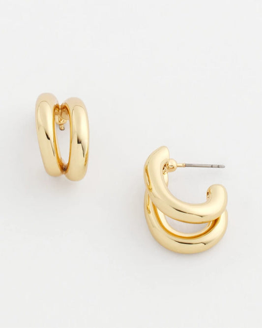 Chico's Gold Double Mini Hoop Earrings Gold
