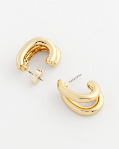Chico's Gold Double Mini Hoop Earrings Gold