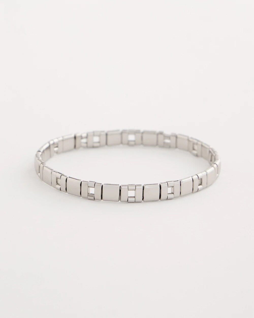 Chico's Glam Silvertone Slice Stretch Bracelet Silver
