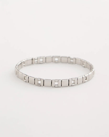 Chico's Glam Silvertone Slice Stretch Bracelet Silver