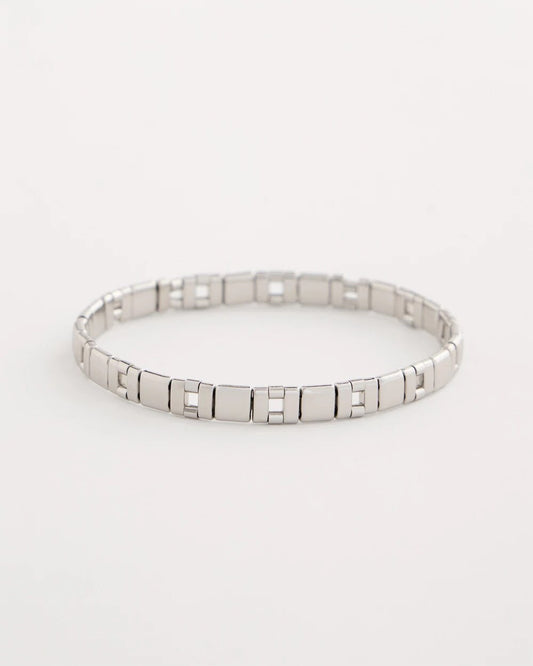 Chico's Glam Silvertone Slice Stretch Bracelet Silver