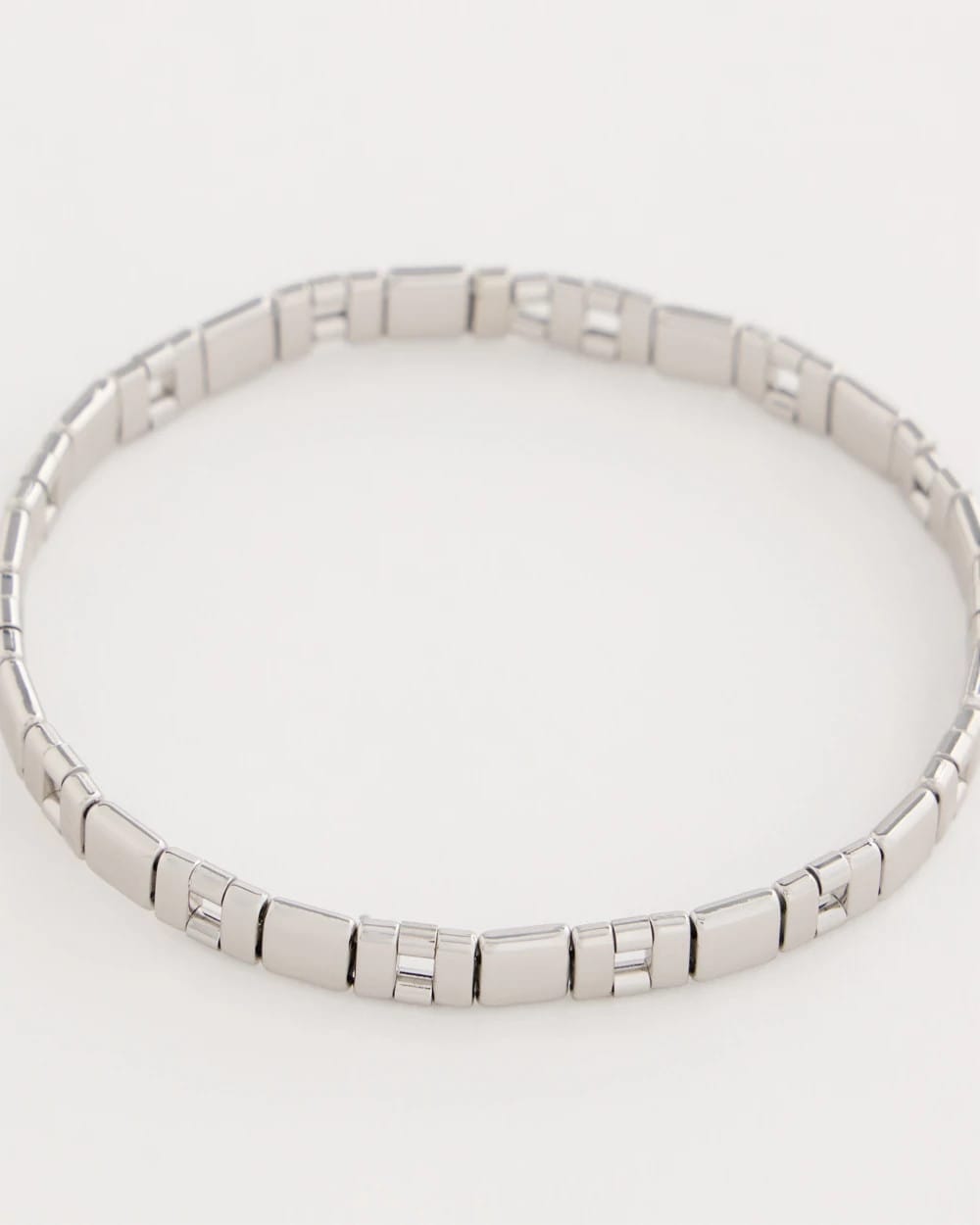 Chico's Glam Silvertone Slice Stretch Bracelet Silver