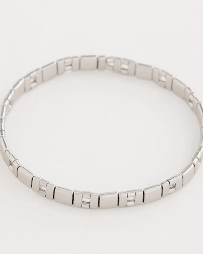 Chico's Glam Silvertone Slice Stretch Bracelet Silver