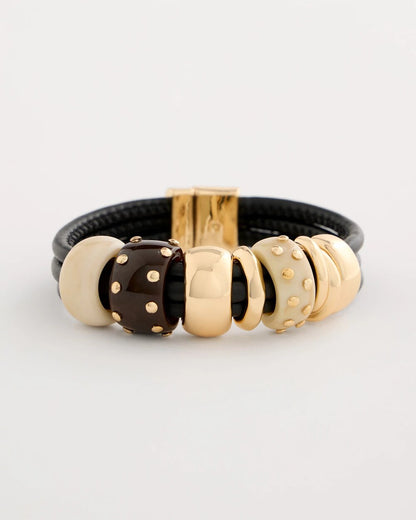 Chico's Embellished Rings Corded Bracelet Neutral
