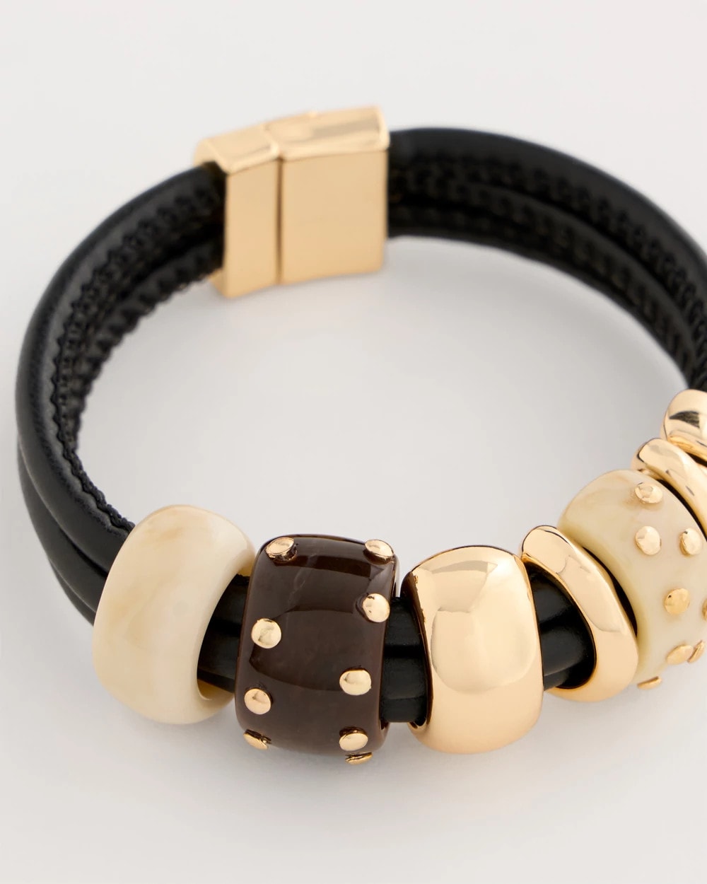Chico's Embellished Rings Corded Bracelet Neutral