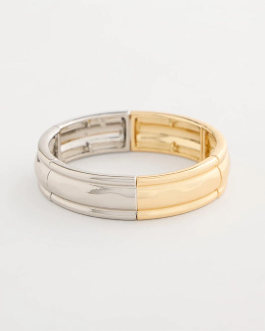 Chico's Mixed Metal Hinge Cuff Bracelet Mixed Metals
