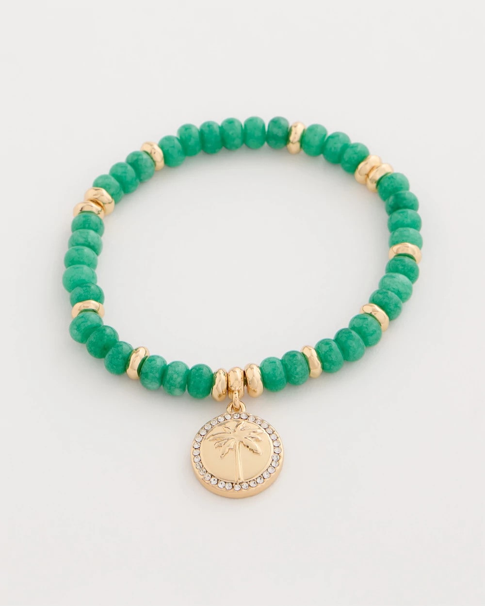 Chico's Genuine Jade Charm Stretch Bracelet Green