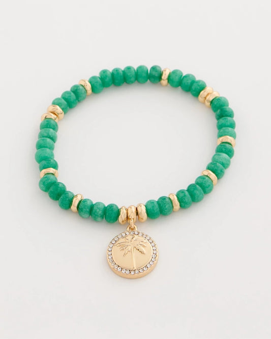 Chico's Genuine Jade Charm Stretch Bracelet Green