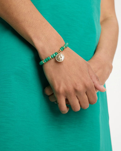 Chico's Genuine Jade Charm Stretch Bracelet Green