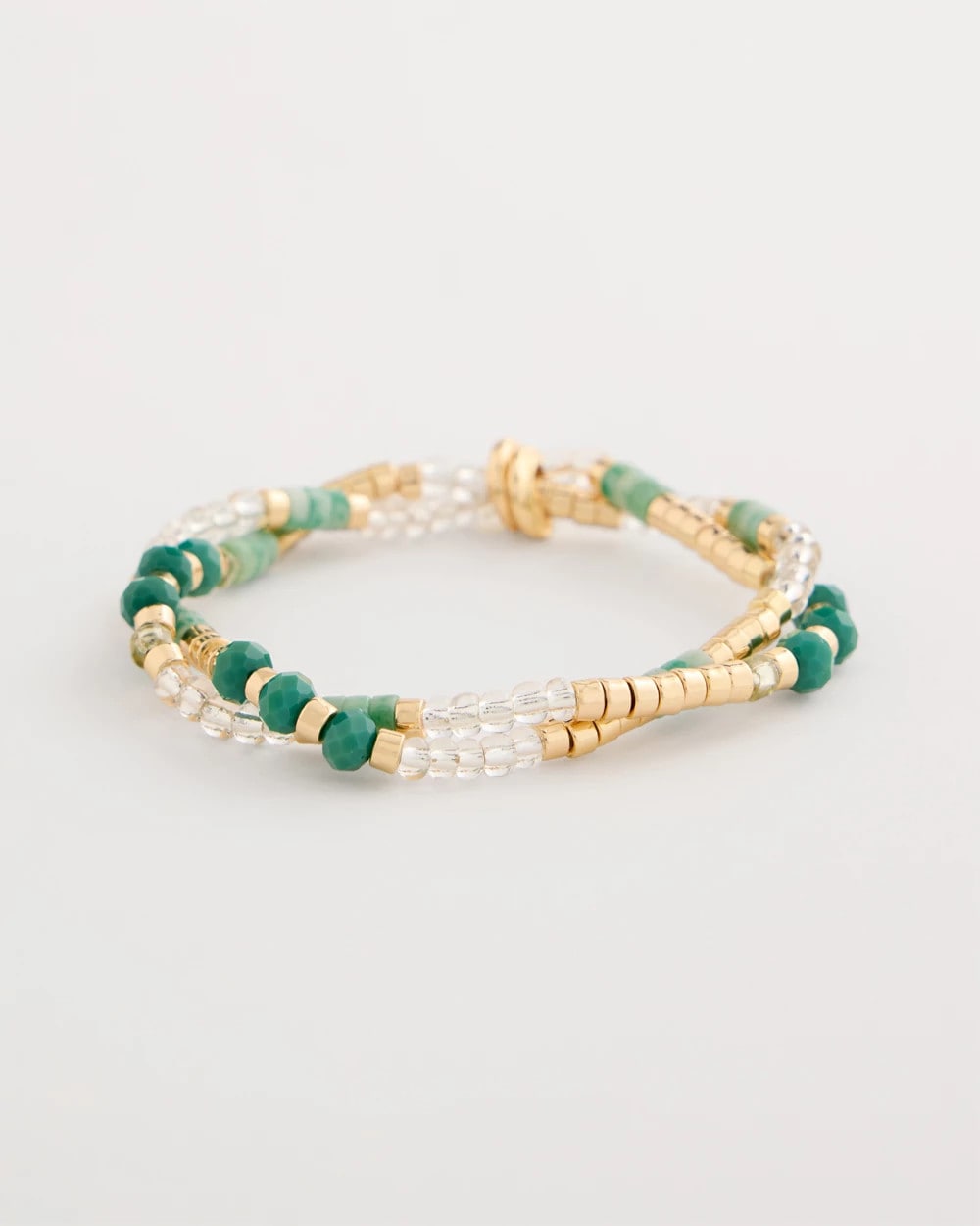 Chico's Genuine Howlite Beaded Stretch Bracelet Green